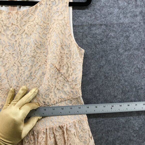 Ann Taylor Loft Sleeveless Lace Dress Size 4 Cream A-Line Knee Length Formal - Picture 10 of 11